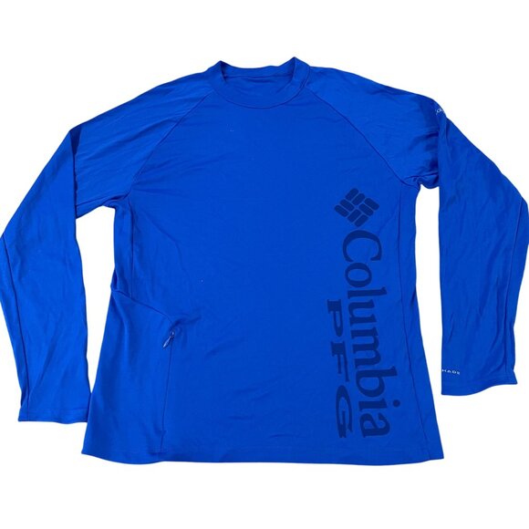Columbia PFG Blue Long Sleeve Performance Fishing Shirt Men's Size Small - Picture 1 of 5